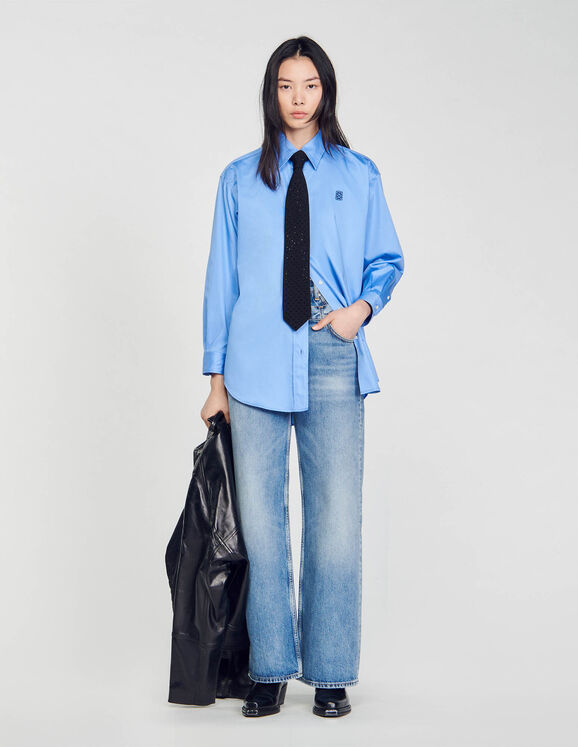 Oversize-Hemd Blau Femme