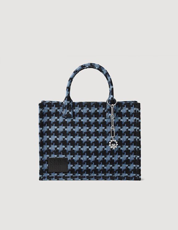 Shopping-Bag Kasbah aus Tweed Bleu / Noir Femme