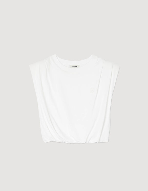Kurzes Baumwoll-T-Shirt Weiß Femme