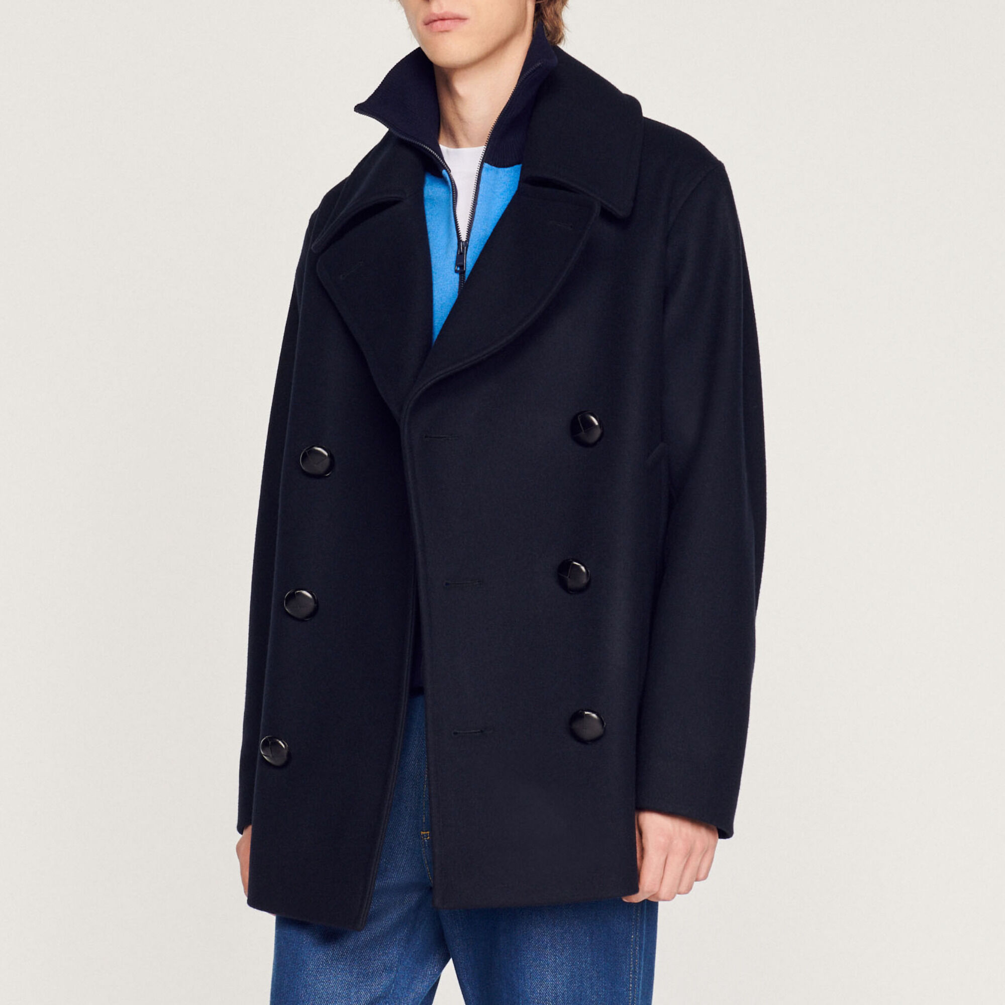 Caban aus Wolltuch SHPMA00290 Marine Jede Auswahl Sandro Paris