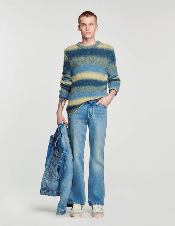 Pullover aus Wolle und Alpaka Blau Homme