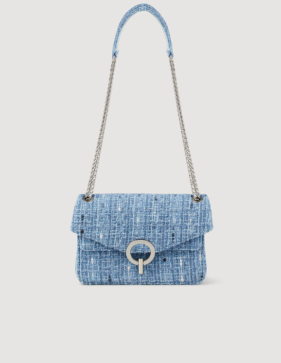 Kleine Tasche Yza aus Tweed Blau Femme