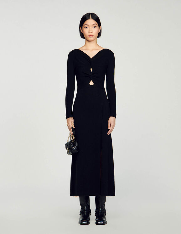 Kleid mit Zopfmuster Schwarz Femme