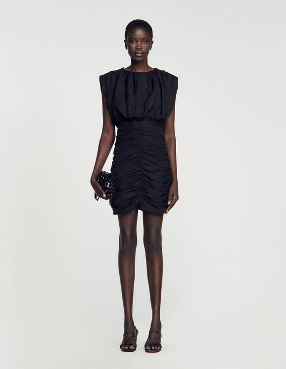 Kurzes Kleid mit Drapierung Schwarz Femme
