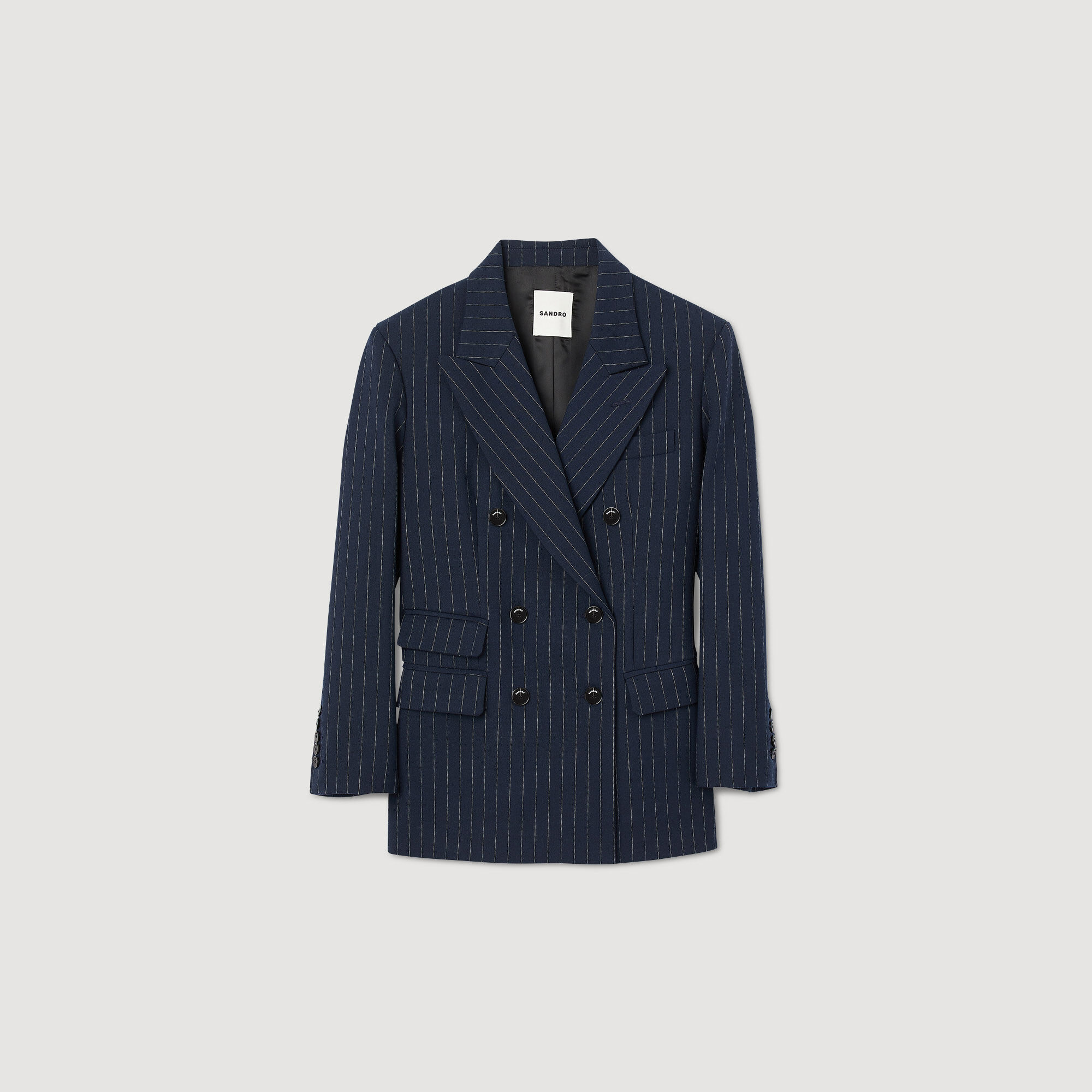 Blazer long hotsell bleu marine femme
