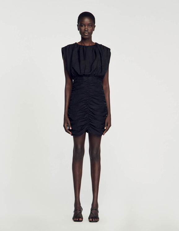 Kurzes Kleid mit Drapierung Schwarz Femme