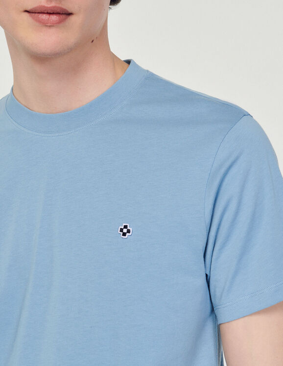 T-Shirt mit Square-Cross-Aufnäher Blau Homme