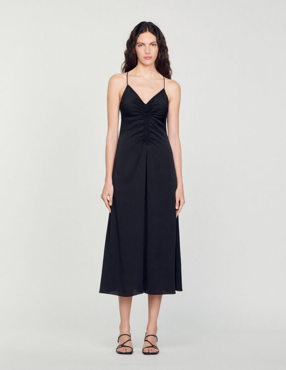 Kleid mit schmalen Trägern Schwarz Femme