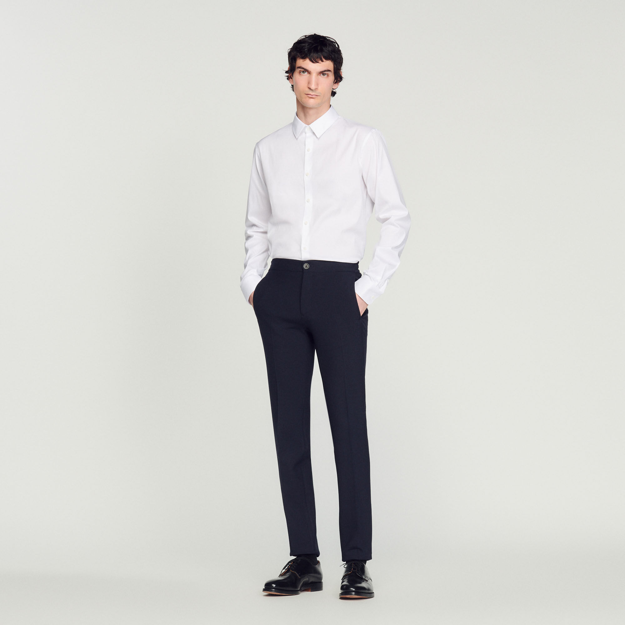 Sandro Jersey Trousers In Navy Blue
