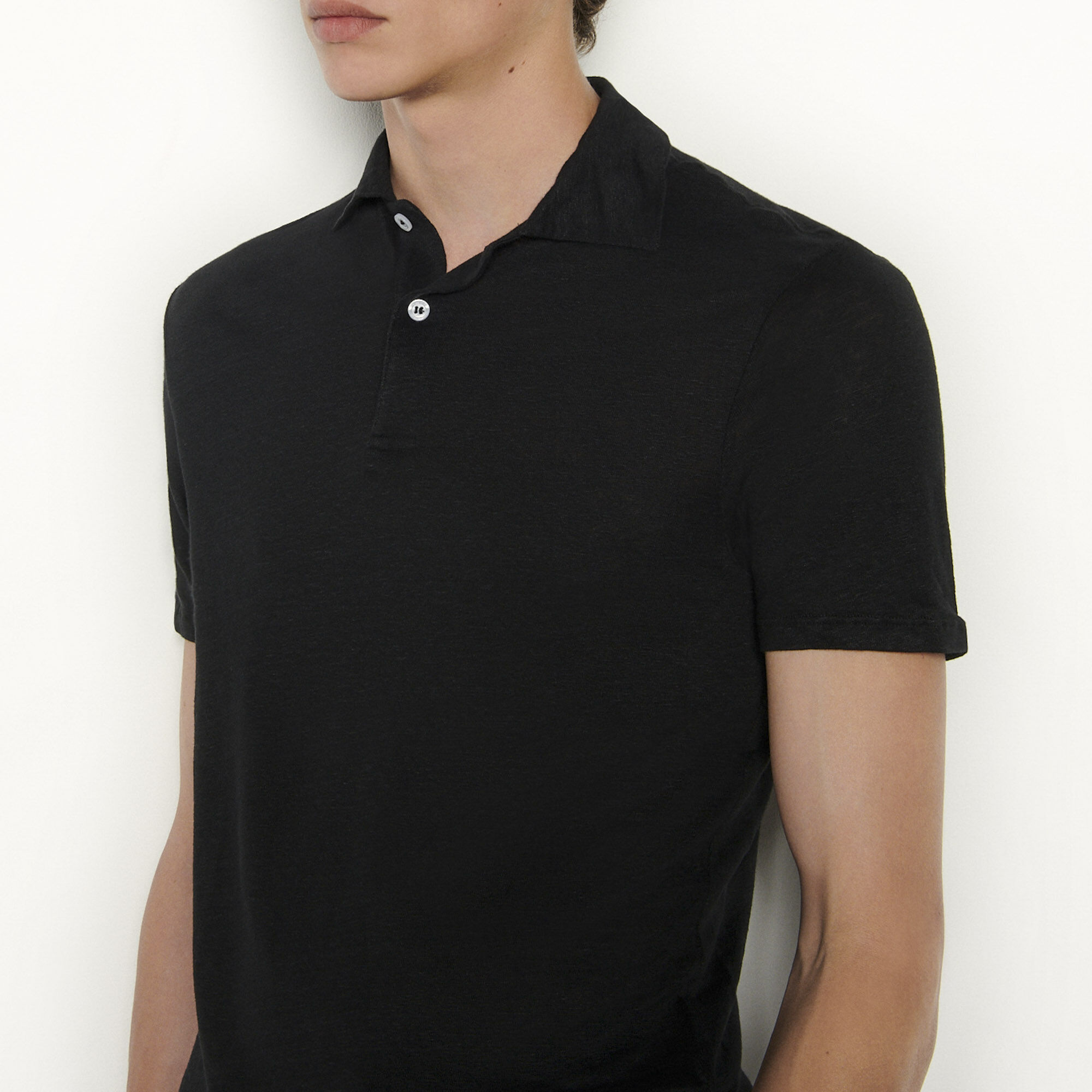 SANDRO LINEN POLO SHIRT