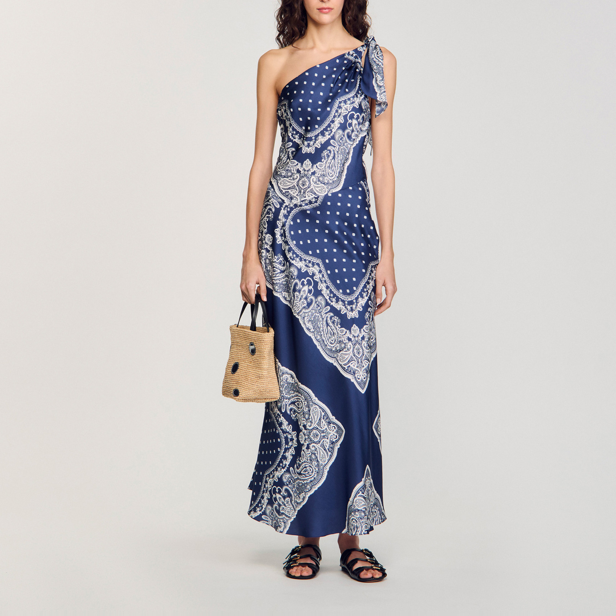 RED By EMP Damen Kleid Schwarz/Lila Batik - Lang Mit Fransen Gürtel